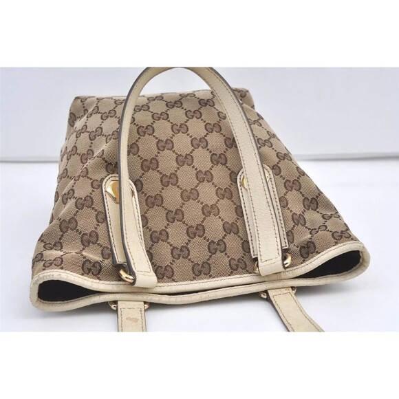 Authentic GUCCI Charmy Shoulder Tote Bag GG Canvas Leather 153361 Brown 8782J - Picture 6 of 16